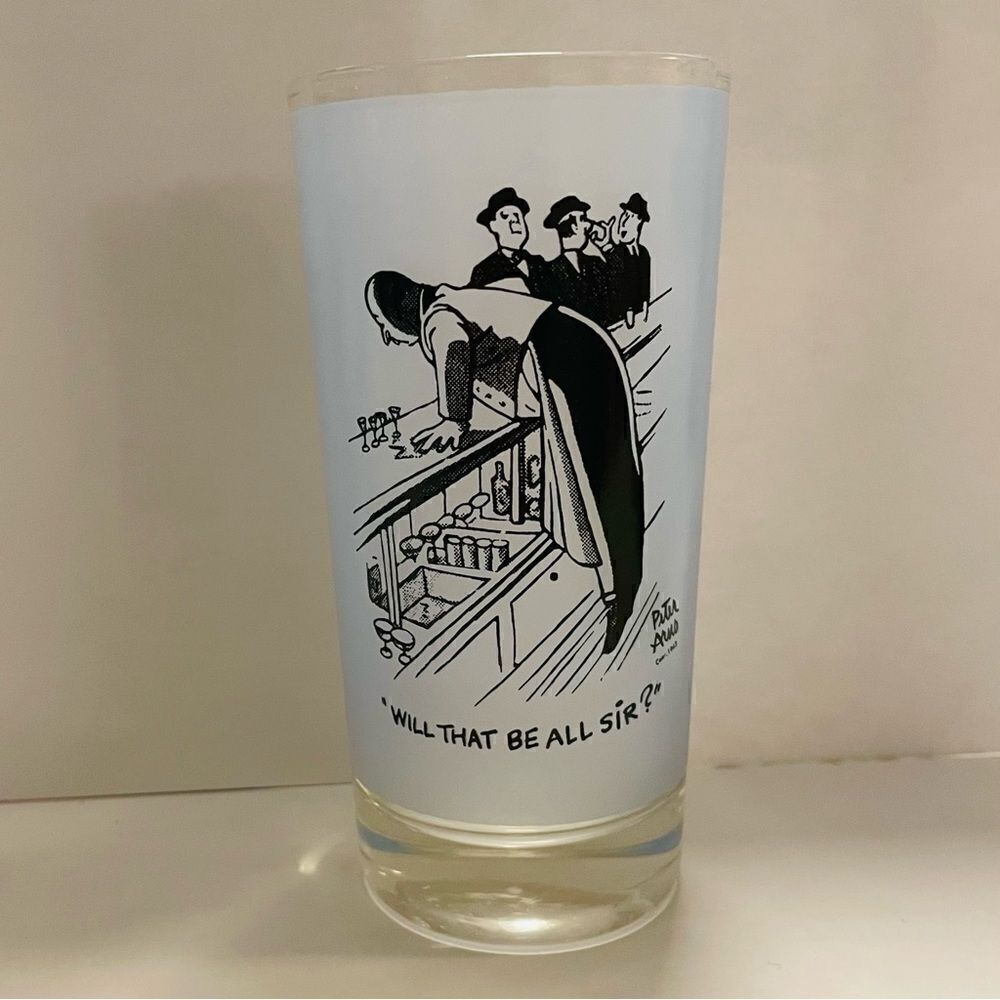 Vintage MCM Peter Arno Graphic Highball Glass Will That Be All Sir
